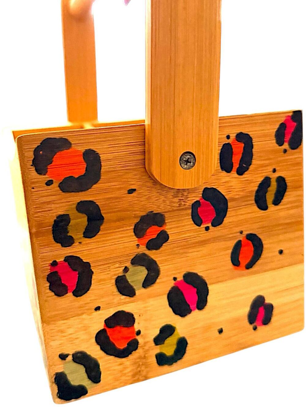 Bamboo 🩵 Organizer Caddy Neon Leopard Print Lisa Frank Style - Picture 4 of 7
